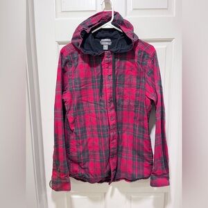Eddie Bauer Red Plaid lined Shirt Jacket Men’s Size Small
